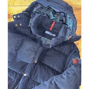 Polo Ralph Lauren Mens Vintage Corduroy Down Jacket Water Resistant Navy L